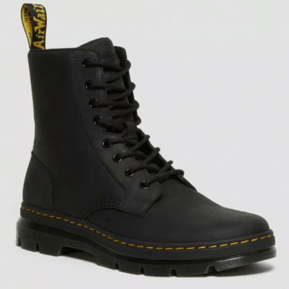 Dr. Martens Black Combs Leather Combat Boots Unisex NEW Men 7 Women 8 NWOT